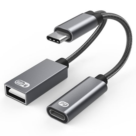 USB-C Hane till USB Hona + USB-C Laddningsuttag och Adapter