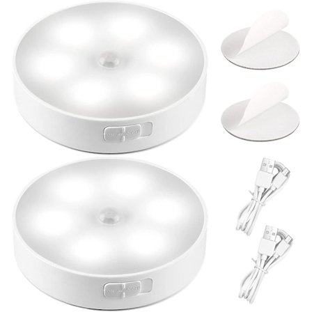 Led-yövalo liiketunnistimella [2 kpl], USB-ladattava yövalo, yövalaisin vauvan huoneeseen, vaatekaappiin, eteiseen, portaisiin, keittiöön (valkoinen)