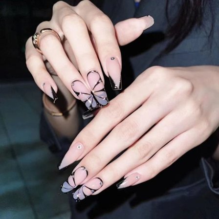 Fake Nails Long French 2 2