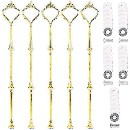 5 kpl Kakkutelineen Kiinnikkeitä 3-tasoinen Hääjuhla Kultakahva