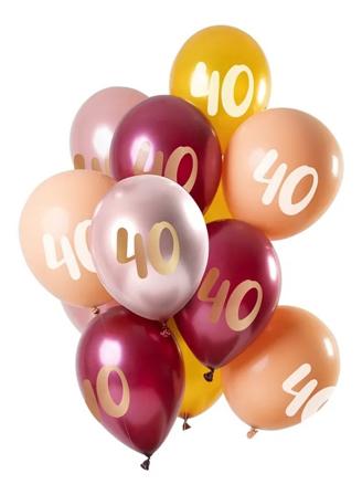 Ballonger 40 års rosa/guld 33 cm 12-pakning