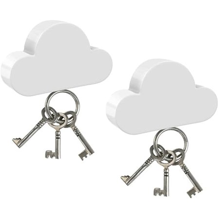 Sæt med 2 hvide skymagneter nøgleholder væg nøgle magnetisk klæbende
