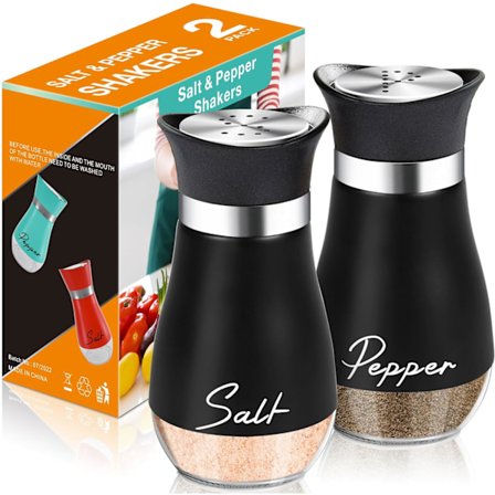 Salt- och pepparströare Set, 120 ml Glasbotten Salt Pepparströare med Rostfritt Stållock för Köksredskap Matlagning Bord, Husbil, Läger