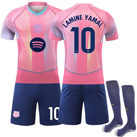 Ny 25-26 FC Barcelona Rosa Special Edition NO.10 LAMINE YAMAL Drakter Barn Voksen Fotballsett Med Sokker NO.10