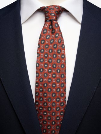 John Henric Men's Terracotta Geometrische Krawatte Size 7,5