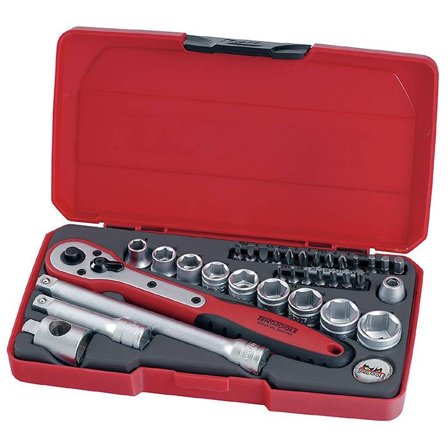 Teng Tools T3834 Pipenøkkelsett 3/8", 34 deler, Håndverktøy