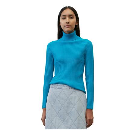 Marc O'Polo, Polo neck jumper in a slim fit Blauw, Dames, Maat:M