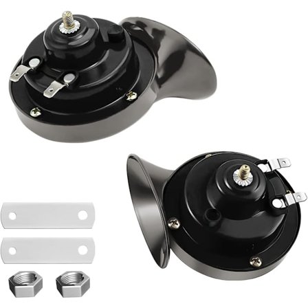 300DB Sneglelufthorn, 2-pakning 12V Superhøyt Toghornsett, Universelt Vanntett Sneglelufthorn, Elektrisk Horn kompatibelt med Motorsykler Lastebiler 