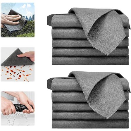 Magisk Glasrenseklud, 10 stk. Fortykket Magisk Renseklud, Glas Klude, Stribefrit Mikrofiber Glasrenseklud, Universal Mikrofiber