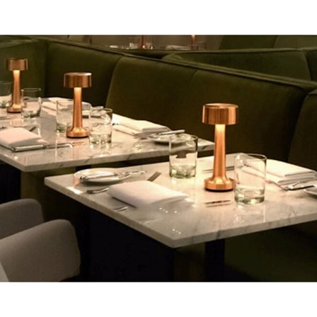 Johdoton pöytävalaisin, ladattava, 3-vaiheinen lämmin kirkkauden himmennys, metallinen silmiä suojaava yöpöytälukuvalaisin - punainen pronssi