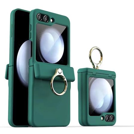 Hard Z Flip 5 Case, Case Kompatibel Samsung Galaxy Z Flip 5 med skärmskydd & ring Stativ & gångjärnsskydd