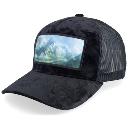 Calza Pennello - Black - trucker - Cap - Big Mountains & Landscape Patch Velvet Black A-frame - Hatstore
