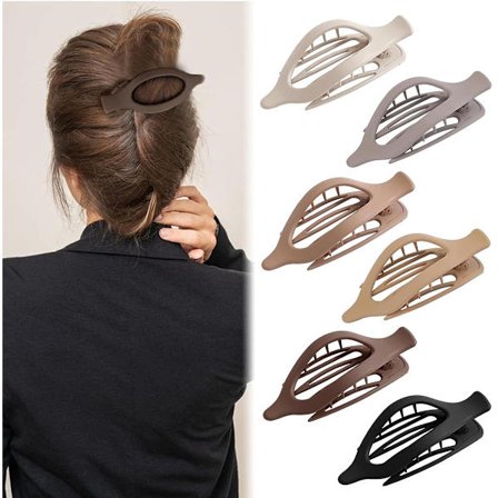 Hårnål, 6 stk., Hårtilbehør, Hårklemme, Stærkt greb, Flade klemmer, Hårnåle til kvinder, Neutrale farver