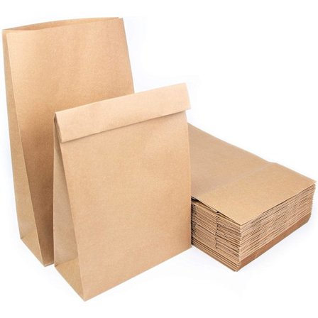Pakke med 50 brune håndtaksløse kraftpapirposer - Størrelse 25B*14D*33H