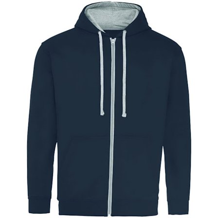 Awdis Mens Varsity Heather Full Zip Hoodie XXL Ny Fransk Marinblå/
