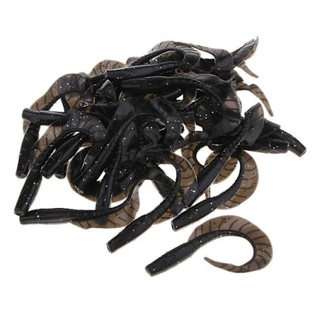 30 stk Grub Worm Fiskeagn Jigghode Mykt Silikon Agnsvart