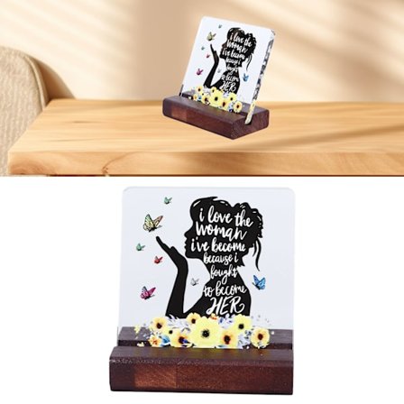 Pöytä kannustava kyltti kirkas maalaismainen paksu akryyli pöytä koristeellinen kyltti puutelineellä yöpöydälle sohvapöydälle