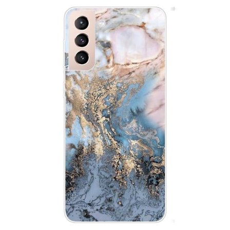 Marble Samsung Galaxy S22 Suojakotelo - Bluish Kulta Marble