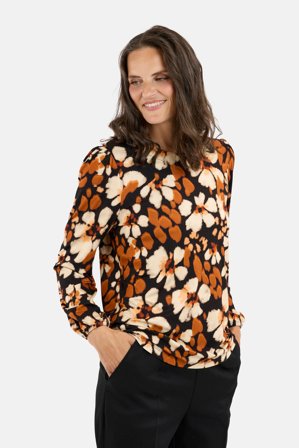 BRANDTEX - Langærmet T-shirt - Orange Mix - Mønstret