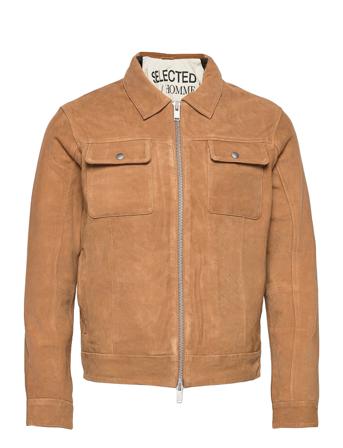 Slhiconic Blouson Suede Jkt W Läderjacka Skinnjacka Brun Selected Homme