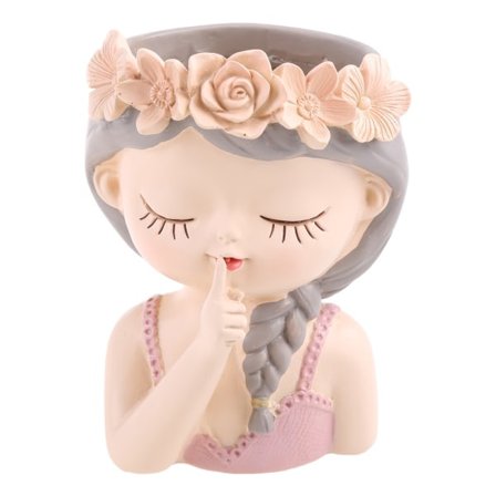 Søte planter blomsterpotte harpiks sukkulent potter blomstervaser liten jente null - D