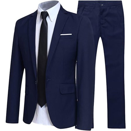 Herre Slim Fit 2-delt Dressjakkesett, Jakke, Bukser
