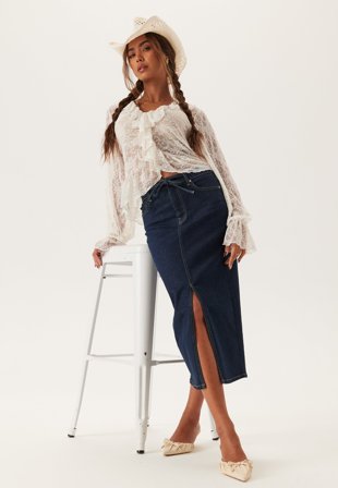 BUBBLEROOM - Denim Midi Skirt - 34