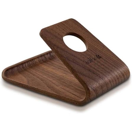 Telefonholder i træ - Universal birk smartphone- og tablet-holder træstand (valnøddetræ mørkebrun)