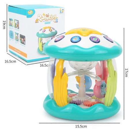 3D-roterende musiklampe til børn - Sensorisk legetøj med havtema - Legetøjssæt_Billige gaver Sølv
