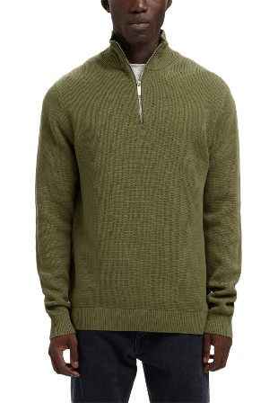 Selected Homme Stickad Tröja Half Zip DANE Tröjor Herr Grön XL