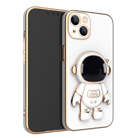 Astronaut Stativ Beskyttelsesveske, Søt 3D Astronaut Stativ Tegneserie Myk TPU Belagt Støtfangerdeksel for iPhone XR - Hvit Hvit iPhoneXR