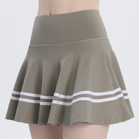 Høy midje anti-fly sport plissert tennis skjørt - Khaki