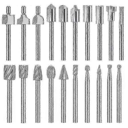 20 kpl HSS-jyrsin kovametallikaiverruspäät Dremel-jyrsinpääsarjaan 1/8" (3 mm) varsi Dremel Proxxon -pyörötyökaluille S202412271645
