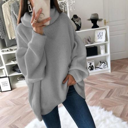 Dam Långärmad Tröja Vinter Varm Jumper Toppar