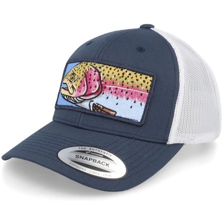 Skillfish - Blå trucker Caps - Big Rainbow Trout Navy/White Trucker @ Hatstore