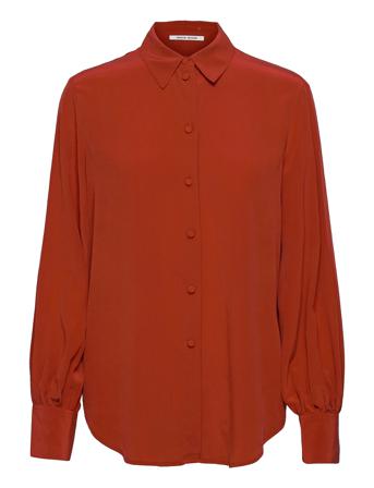 Magda Crepe Silk Shirt Orange Wood Wood