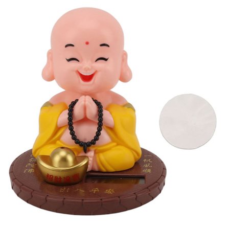 Liten munk-ornament solcelledrevet nikkhode liten munk-figur for kontorbord vinduer bildashbord hjem restauranter hoteller kafeer