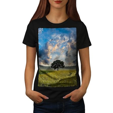 Tree Field Wild Nature Women Blackt-shirt