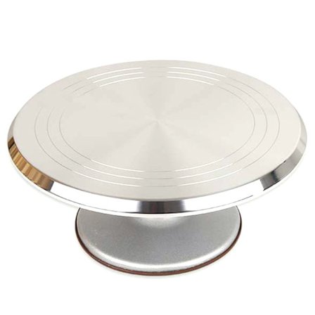 12 tommer kagedekoration drejeskive til kager og desserter aluminiumlegering drejeskive med skridsikker silikonebund