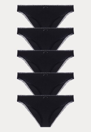 DORINA - Essential Cotton Brazilian 5-pack - 5x0001-black/BLACK/BLACK/BLACK - Kläder - - Bubbleroom