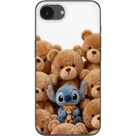 Kompatibel Mobilcover til Apple iPhone 16e Sød og sikker illustration med Stitch omgivet af bamser, der skaber en varm og legende følelse for børnevær
