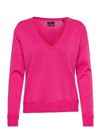 Light Cotton V Neck Pullover Striktrøje Lyserød GANT