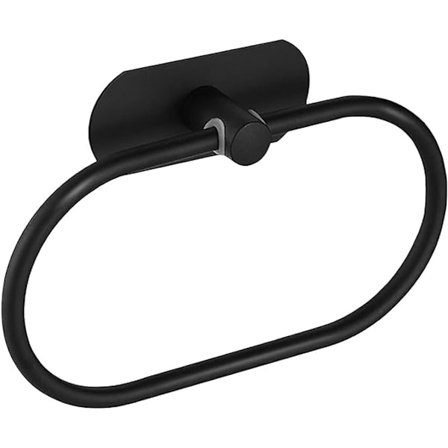 Rustfri Selvklæbende Håndklædering i Rustfrit Stål til Badeværelse, SUS 304 Rustfrit Stål Vægmontering, Mat Sort