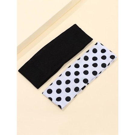2 Stretch-hårbånd i polyester C:a 6 x 20 cm. 1 svart 1 prikker
