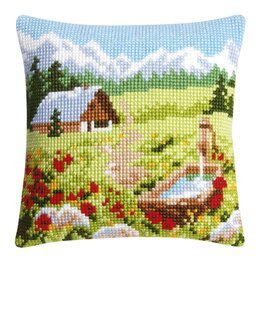 Broderikit Kudde Stugan på landet