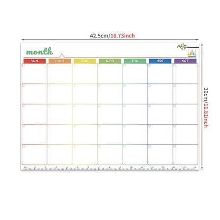 42,530 cm månadsplaneringskalender whiteboard månadsplanerare för vägg, torr raderingsplaneringsbrädor
