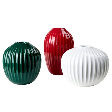 Kähler Hammershøi vase 3 stk, rød/grøn/hvid - Multi | KitchenOne