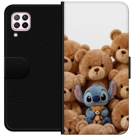 Kompatibel Tegnebogsetui til Huawei Huawei P40 lite Sød og sikker illustration med Stitch omgivet af bamser, der skaber en varm og legende følelse f