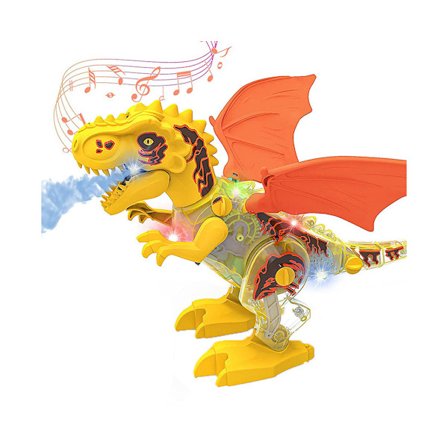 Walking Spray Dinosaur Toy with Light - Kids, Electronic, Yellow
