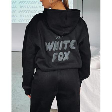 Huppari-valkoinen Fox Outerwear -kaksi Pieces Of Hoodie Suits Pitkähihainen Hooded Outfit Set Jst. Black L